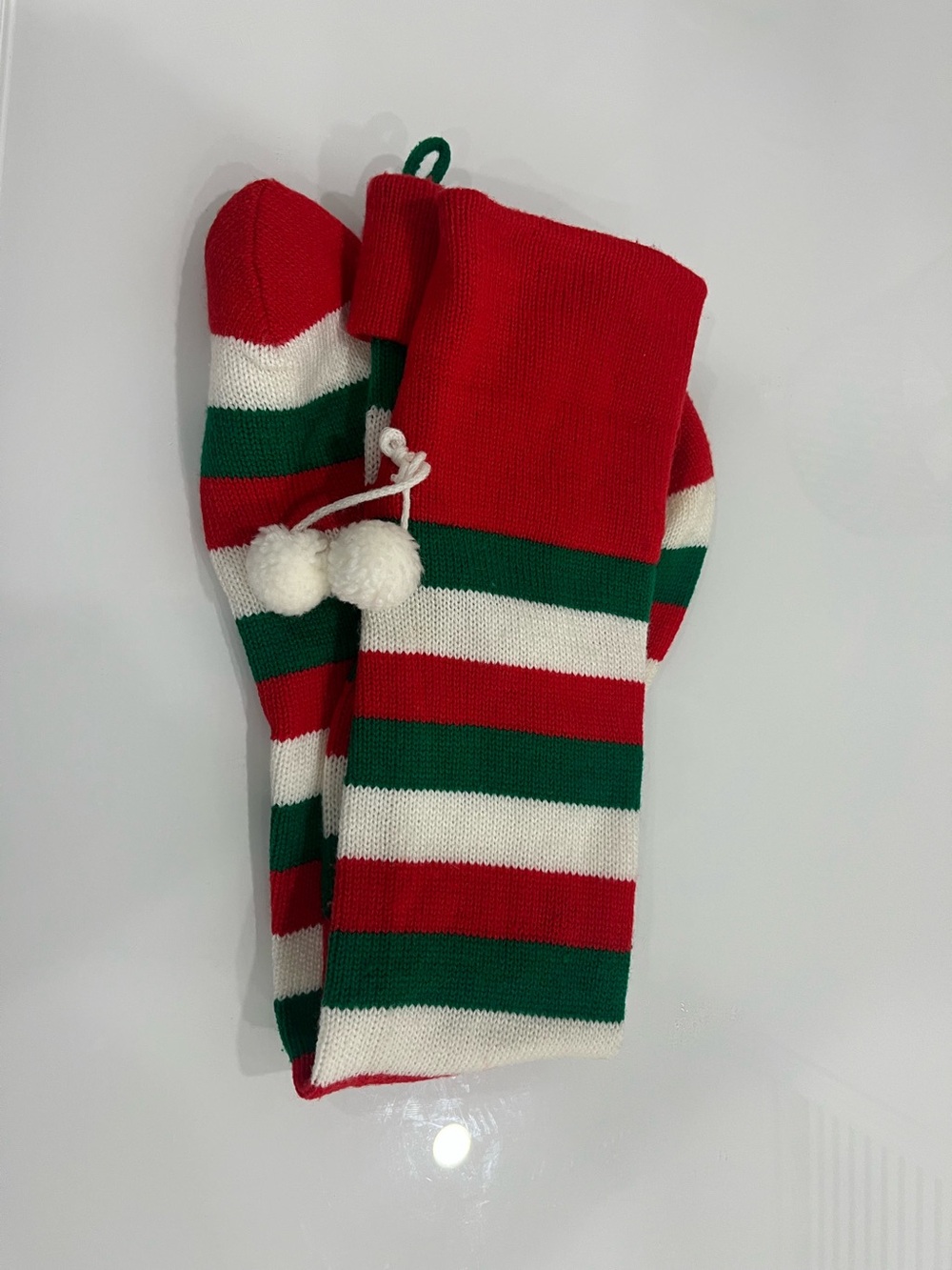 Striped Holiday Knit Socks - Red, Green & White